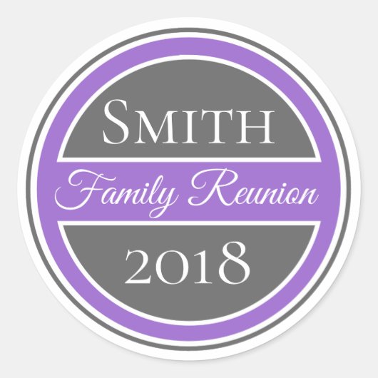 Familie Reünie Paarse Badge Ronde Sticker (Voorkant)