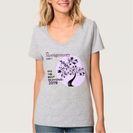 Familie reünie Paarse zwarte moderne boommemento T-shirt