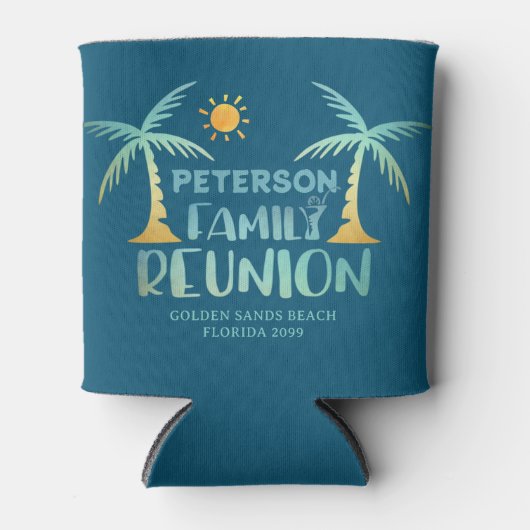 Familie Reünie Palm Tree Beach Naam Blikjeskoeler (Voorkant)