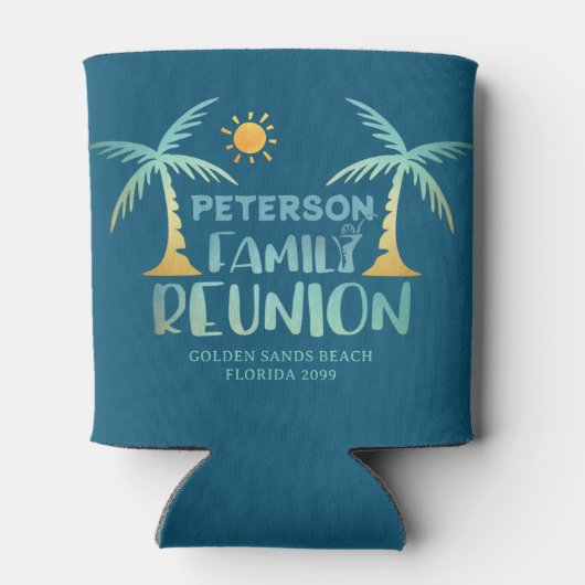 Familie Reünie Palm Tree Beach Naam Blikjeskoeler (Achterkant)