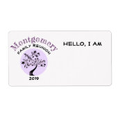 Familie reünie Party Trendy Tree Aangepaste naam L Etiket (Voorkant)