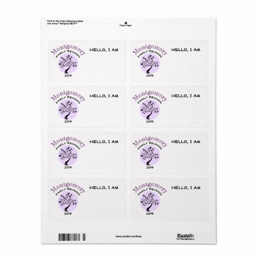 Familie reünie Party Trendy Tree Aangepaste naam L Etiket (Full Sheet)