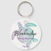 Familie Reünie Pastel Tribal Turtle Keepsake Sleutelhanger (Voorkant)