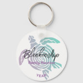 Familie Reünie Pastel Tribal Turtle Keepsake Sleutelhanger (Achterkant)