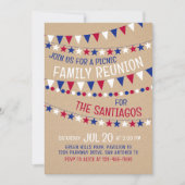 Familie Reünie Picknick Rood Wit Blauw Kaart (Voorkant)