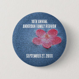 Familie Reünie Picknick Schattigee Bloem Jaarlijks Ronde Button 5,7 Cm