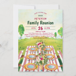 Familie reünie picknick zomer kunst illustratie kaart