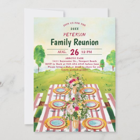 Familie reünie picknick zomer kunst illustratie kaart (Voorkant)