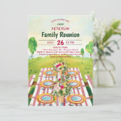 Familie reünie picknick zomer kunst illustratie kaart (Staand voorkant)