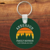 Familie reünie pijnbomen zonsondergang groen sleutelhanger (Voorkant)