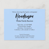 Familie reünie redt de datum Snowy Winter Aspens Aankondigingskaart (Achterkant)