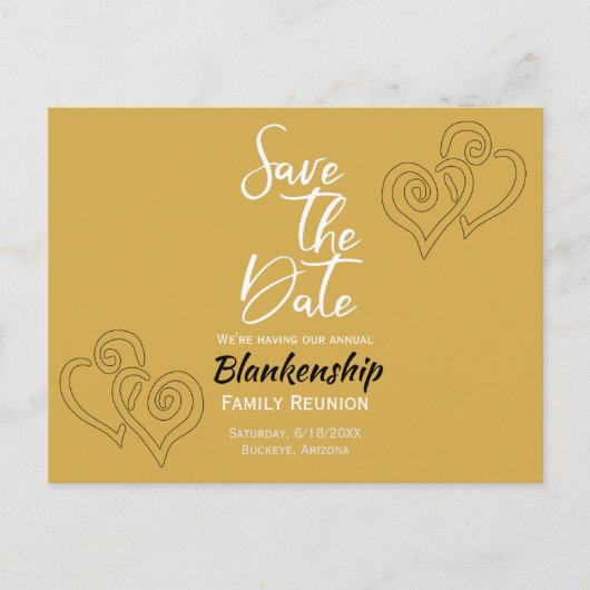 Familie reünie redt de datum verbonden aan gouden  aankondigingskaart (Voorkant)