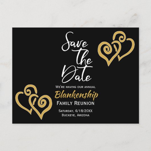 Familie reünie redt de datum verbonden aan gouden  aankondigingskaart (Voorkant)