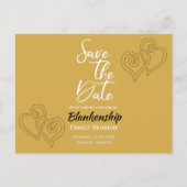 Familie reünie redt de datum verbonden aan gouden  aankondigingskaart (Voorkant)