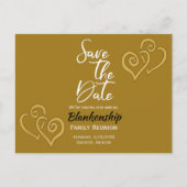 Familie reünie redt de datum verbonden aan gouden  aankondigingskaart (Voorkant)