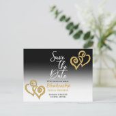 Familie reünie redt de datum verbonden aan gouden  aankondigingskaart (Staand voorkant)