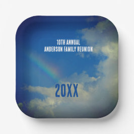 Familie Reünie Regenboog Kleurrijke Zomer Picinic Papieren Bordje