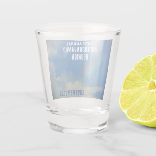 Familie Reünie Regenboog Kleurrijke Zomer Picinic Shot Glas (Achterkant)