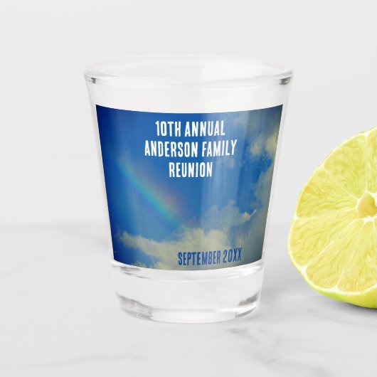 Familie Reünie Regenboog Kleurrijke Zomer Picinic Shot Glas (Voorkant)