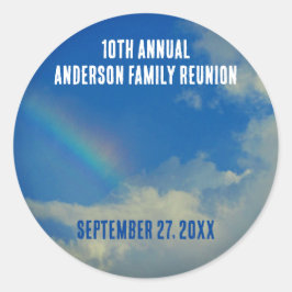 Familie Reünie Regenboog Kleurrijke Zomer Picknick Ronde Sticker