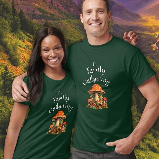  familie reünie retro leuke paddenstoelen t-shirt