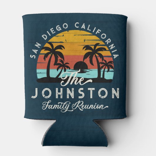  familie reünie retro zonsondergang strand palmen blikjeskoeler (Achterkant)