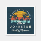  familie reünie retro zonsondergang strand palmen servet (Voorkant)