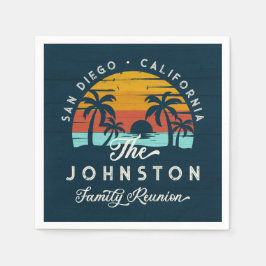  familie reünie retro zonsondergang strand palmen servet