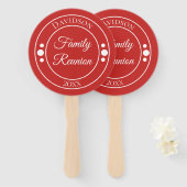 Familie Reünie Rode en Witte Cirkels Handwaaier (Voorkant en achterkant)