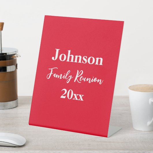 Familie Reünie Rood en Wit Naam Jaar Sjabloon Reclamebord Met Voetstuk (Insitu)