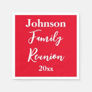 Familie Reünie Rood en Wit Naam Jaar Sjabloon Servet