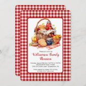 Familie Reünie Rood Wit Check Picknick Uitnodiging (Voorkant / Achterkant)