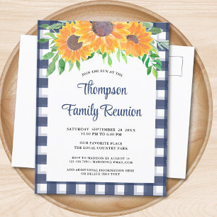 Familie Reünie Rustieke Bloemen Uitnodiging Briefkaart
