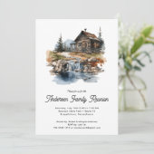 Familie Reünie Rustieke Bos Cabine Uitnodiging (Staand voorkant)