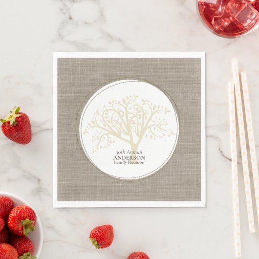 Familie Reünie Rustieke Bruine Gestikte Burlap Servet (Insitu)