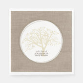 Familie Reünie Rustieke Bruine Gestikte Burlap Servet (Voorkant)