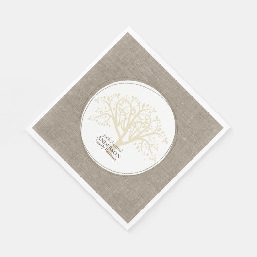 Familie Reünie Rustieke Bruine Gestikte Burlap Servet (Hoek)