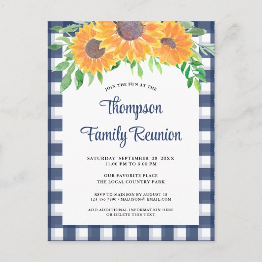 Familie Reünie Rustieke Floral Uitnodiging Briefkaart (Voorkant)