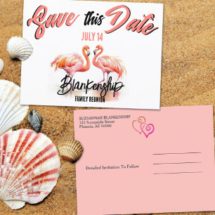 Familie Reünie Save The Date Dubbele Flamingo's Aankondigingskaart