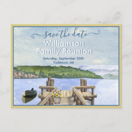 Familie reünie Save the Date Lake Dock QR Code Aankondigingskaart
