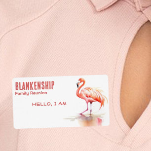 Familie Reünie Single Flamingo Papier Naam Tags Etiket