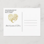 Familie reünie slaat de datum goudhartboom wit op aankondigingskaart (Achterkant)