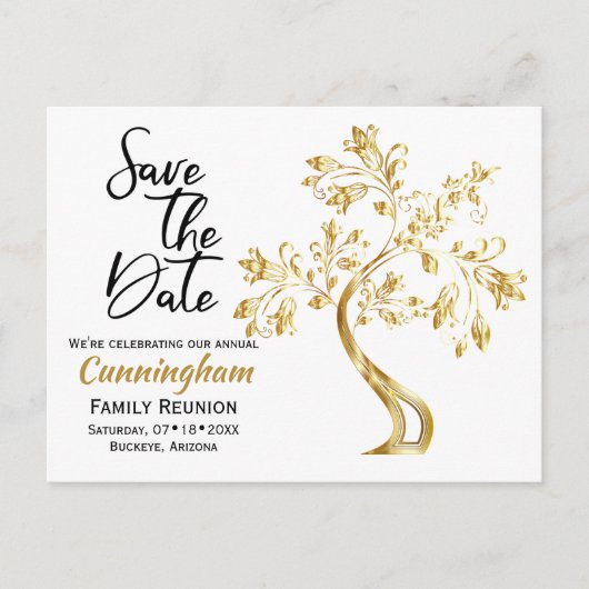 Familie reünie slaat de datum van de moderne Gold- Aankondigingskaart (Voorkant)