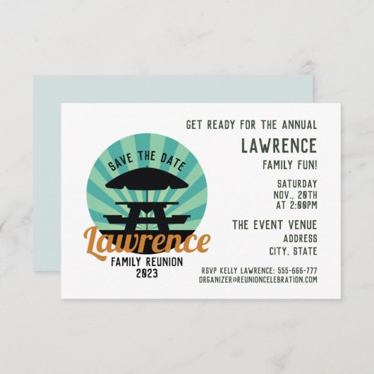 Familie reünie slaat de datumkaart op save the date (Voorkant / Achterkant)