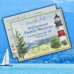 Familie reünie sparen de Code van de Vuurtoren van Aankondigingskaart<br><div class="desc">De charmerende kaart van de waterverf die de Familie met dit aankondigt sparen het briefkaart van de Datum. Informatie op de achterzijde om de reünie-website en de QR-code van de website te vermelden, indien gewenst. Om het even welke speciale verzoeken of ontwerpvragen, verzend enkel een praatje of een e-mail naar...</div>