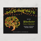 Familie reünie sparen de Datum Apple Boom Lichten Aankondigingskaart (Voorkant)