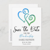 Familie reünie sparen de Datum Blauwe Groen hoort  Aankondigingskaart (Voorkant / Achterkant)