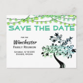 Familie reünie sparen de Datum groene lichten boom Aankondigingskaart (Voorkant)