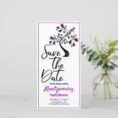 Familie reünie sparen de Datum Moderne Paarse Boom Save The Date (Staand voorkant)