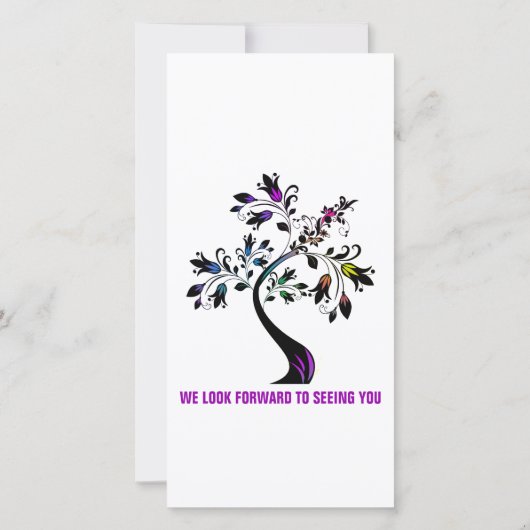 Familie reünie sparen de Datum Moderne Paarse Boom Save The Date (Achterkant)